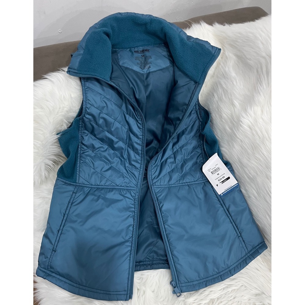 Reel Legends Women's Quilted Fleece Vest Blue Size M Full Zip NWT - Picture 2 of 7